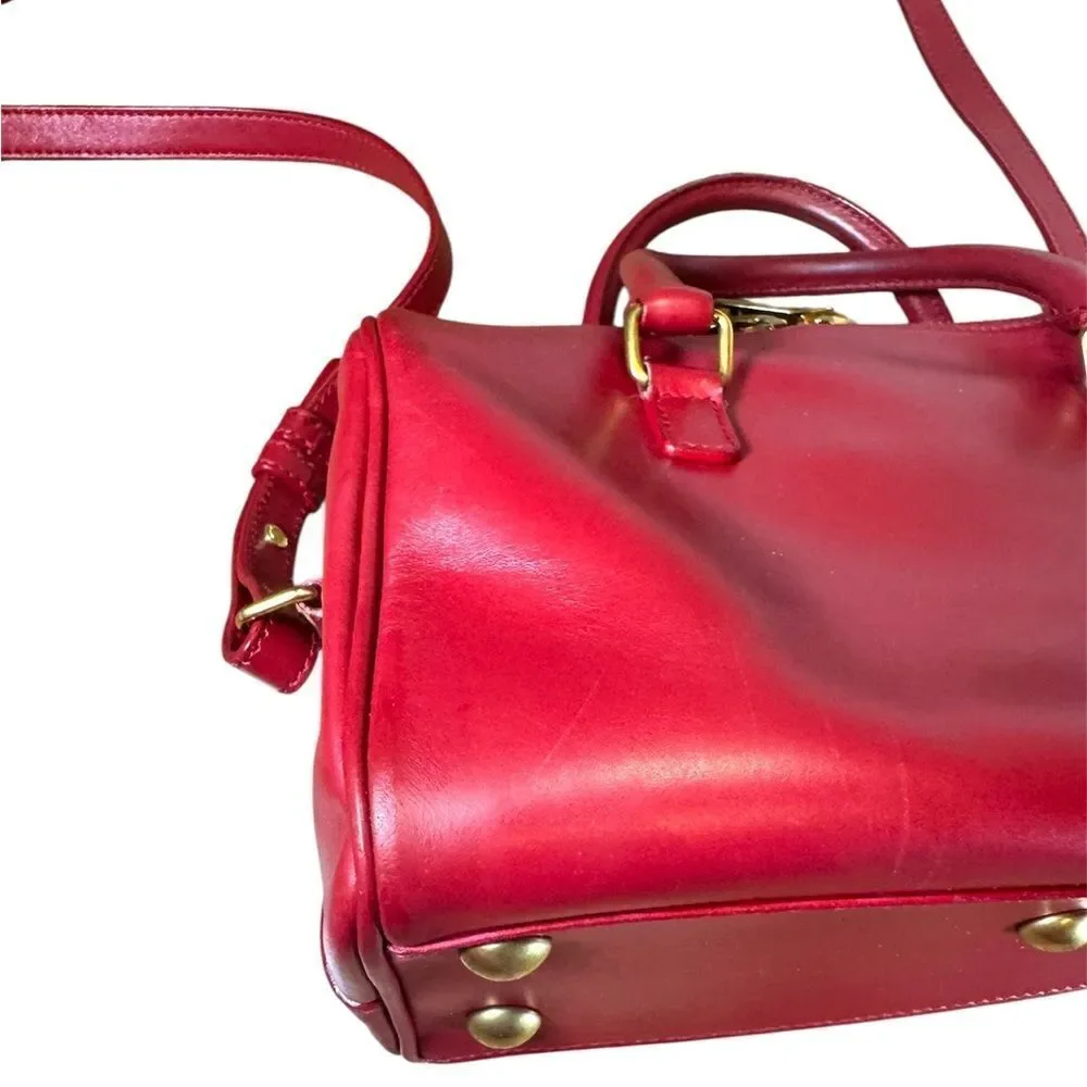 SAINT LAURENT Red Leather 2way YSL Classic Baby Duffle Bag